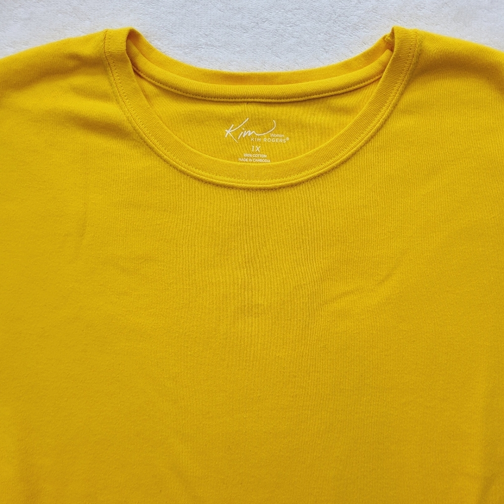 KIM ROGERS Plus Size Short Sleeve Tee | Yellow | Size 1X or 16/18W - Picture 4 of 6